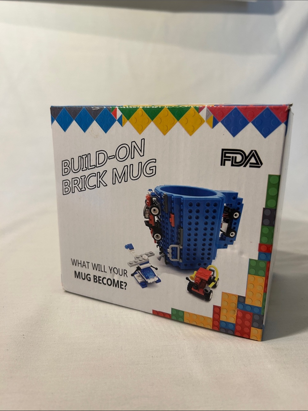 Build-On Brick Mug BPA-free 12oz for Coffee, Tea - Orange - Compatible w/Legos